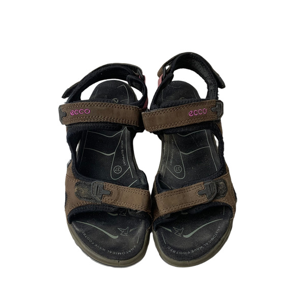 Ecco Sandals Size 37 Brown Pink Arch Support Anatomical Wave Footbed - Picture 11 of 11
